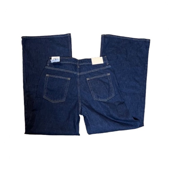 Zara Women's Flare Wide Leg Jeans - Dark Blue - Picture 6 of 10
